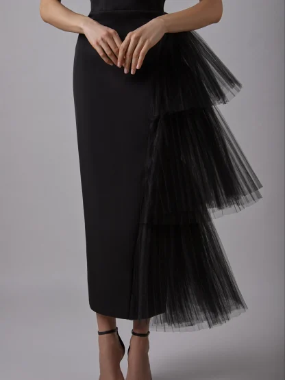 Side Mesh Strapless Dress - Image 3