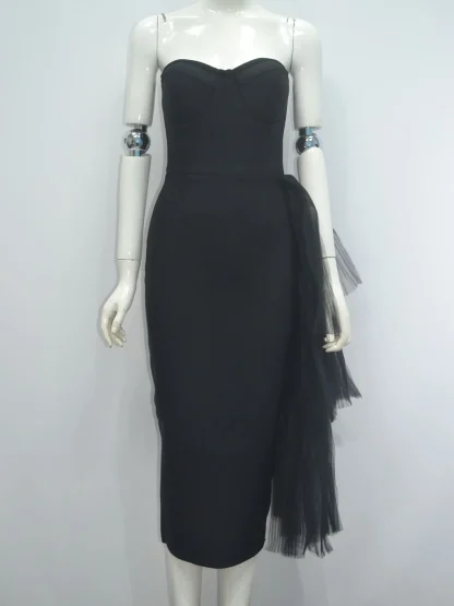 Side Mesh Strapless Dress - Image 4