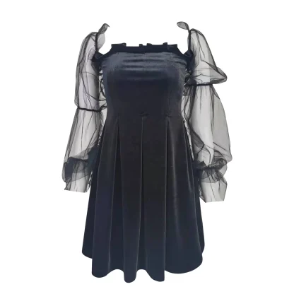 Mesh Sleeve Strapless Dress - Image 4