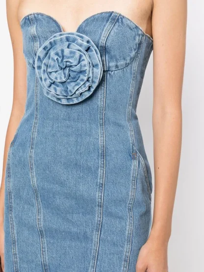 Sweetheart Denim Strapless Dress - Image 6