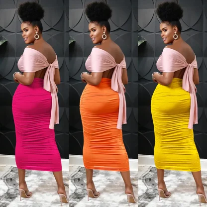 Ruched Color-block Strapless Dress - Image 2
