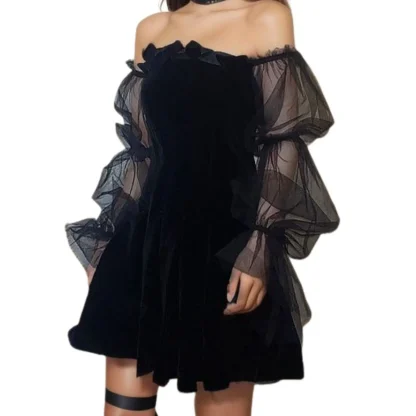 Mesh Sleeve Strapless Dress - Image 5
