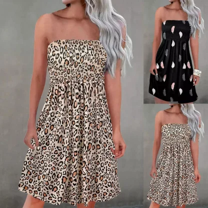 Smocked Leopard Strapless Dress - Image 2
