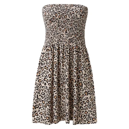 Smocked Leopard Strapless Dress - Image 4