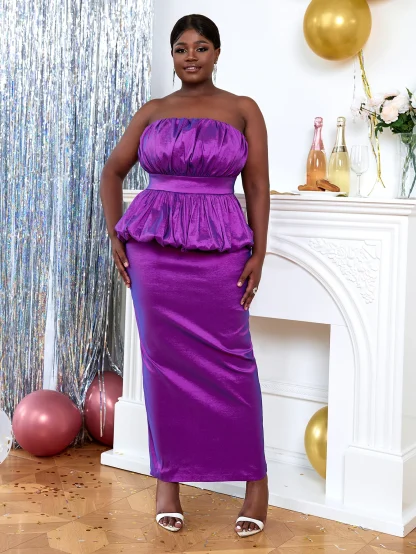 Ruffle Evening Strapless Dress