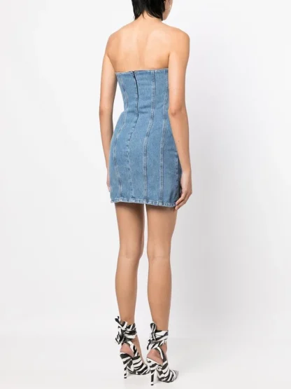 Sweetheart Denim Strapless Dress - Image 5