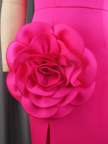 Fushia Pink Strapless Dress - Image 7