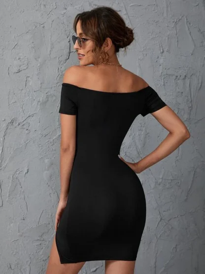 Basic Black Strapless Dress - Image 2