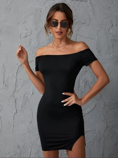 Basic Black Strapless Dress - Image 3