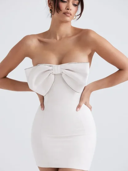 Big Bow Front Strapless Dress - Image 4