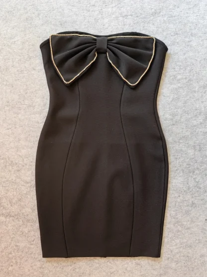 Diamond-like Bow Strapless Dress - Image 4