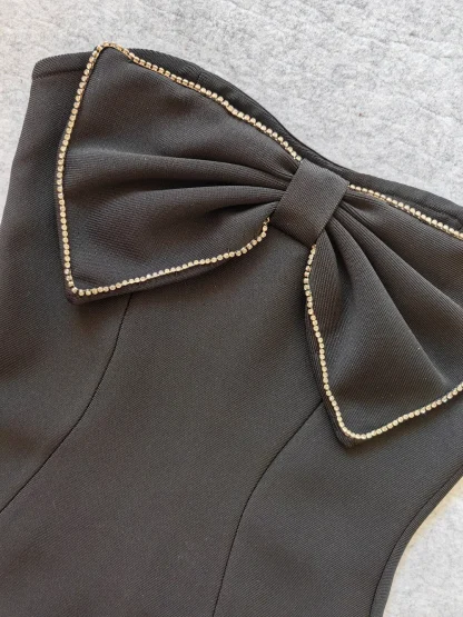 Diamond-like Bow Strapless Dress - Image 6