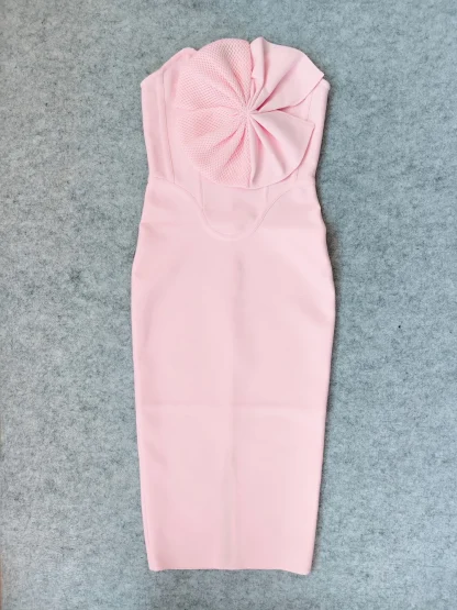 Big Bow Slit Strapless Dress - Image 4