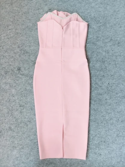 Big Bow Slit Strapless Dress - Image 5