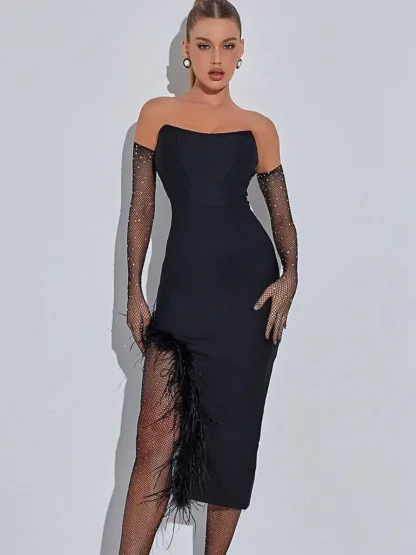 Elegant Slit Strapless Dress