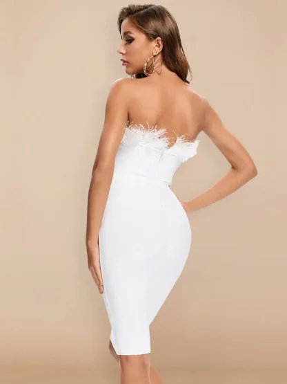 Elegant Feather-like Strapless Dress - Image 2