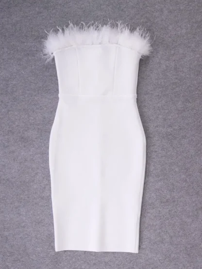 Elegant Feather-like Strapless Dress - Image 4