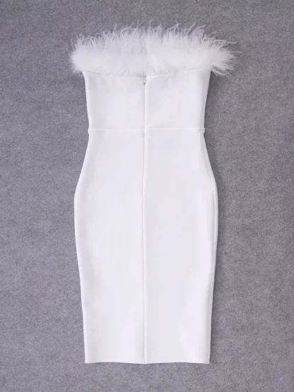 Elegant Feather-like Strapless Dress - Image 5