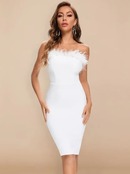 Elegant Feather-like Strapless Dress