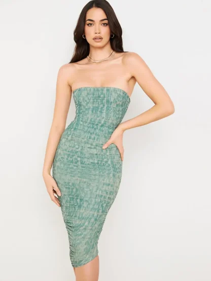 Side Ruched Strapless Dress