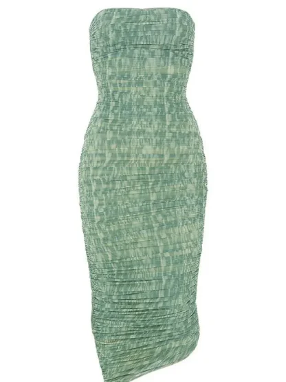 Side Ruched Strapless Dress - Image 7