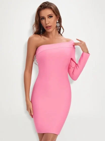 Inclined Shoulder Strapless Dress - Image 2