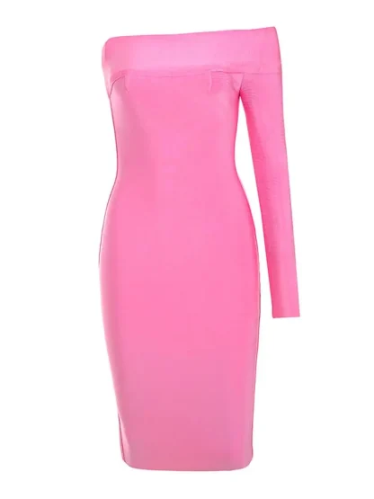 Inclined Shoulder Strapless Dress - Image 6