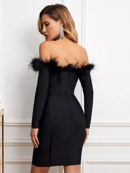 Long Sleeve Cocktail Strapless Dress - Image 4
