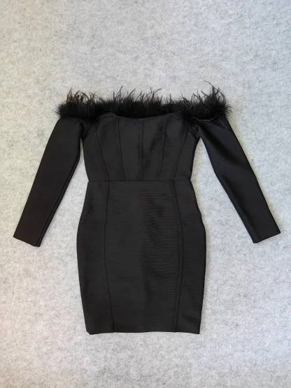 Long Sleeve Cocktail Strapless Dress - Image 5
