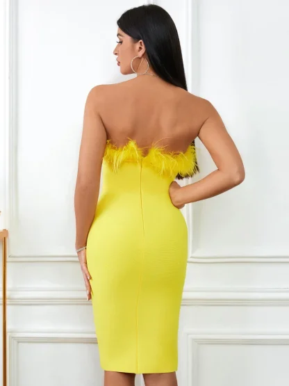 Elegant Yellow Strapless Dress - Image 2
