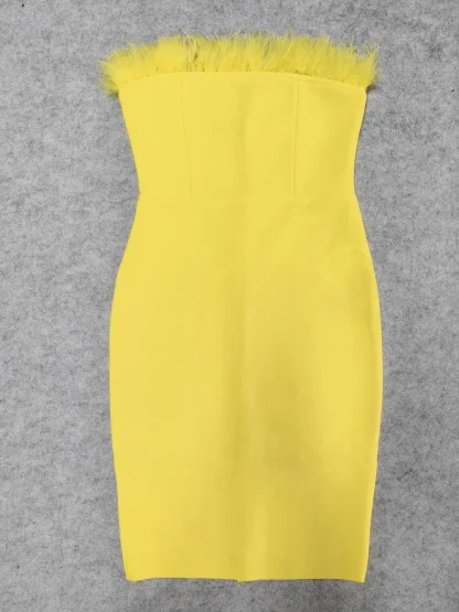 Elegant Yellow Strapless Dress - Image 4