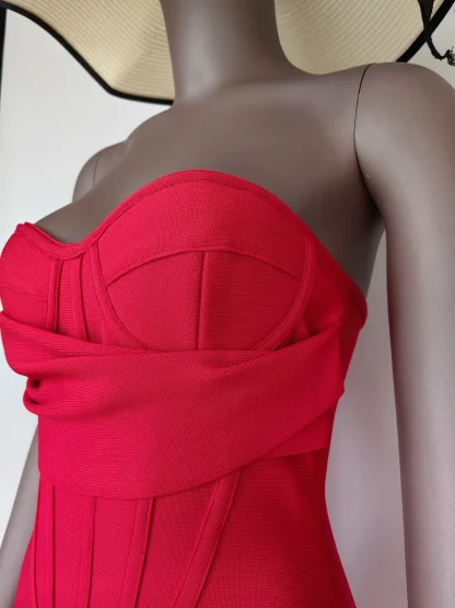 Sexy Red Bandage Strapless Dress - Image 5