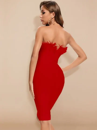 Luxury Cocktail Strapless Dress - Image 4