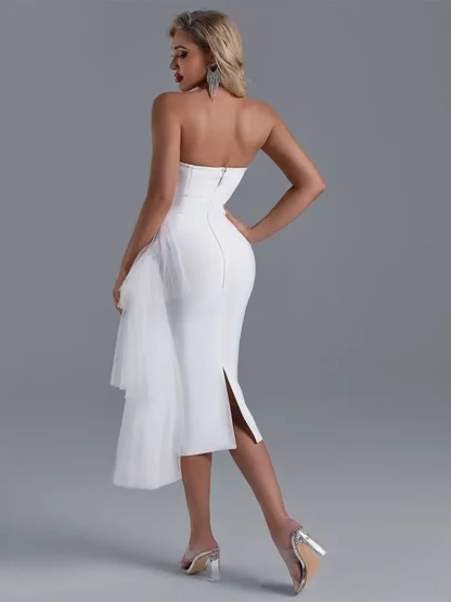 White Romantic Strapless Dress - Image 3