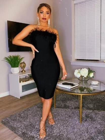 Zippered Bandage Strapless Dress - Image 5