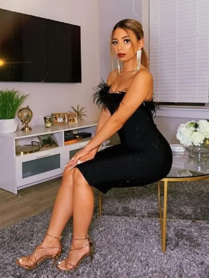 Zippered Bandage Strapless Dress - Image 6