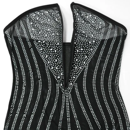 Deep V-neck Strapless Mini Dresses - Image 4