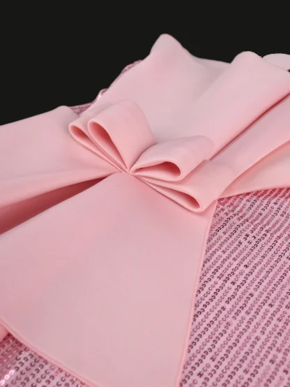 Elegant Sequins Pink Strapless Dress - Image 6