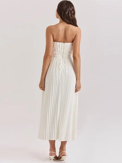 Pleated Maxi Strapless Dresses - Image 4