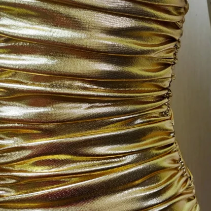 Metallic Ruched Strapless Dress - Image 7