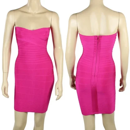 Solid Bodycon Strapless Dress - Image 5