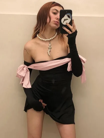 Off-shoulder Bow Strapless Dresses - Image 3