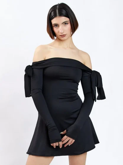 Off-shoulder Bow Strapless Dresses - Image 6