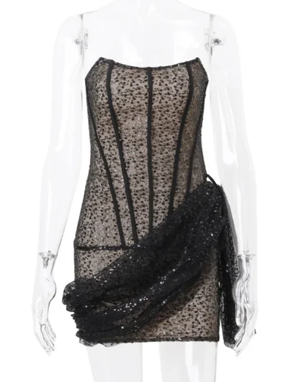 Sexy Sequins Mini Strapless Dresses - Image 5