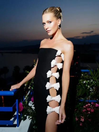 Hollow Out Bow Strapless Dress - Image 5
