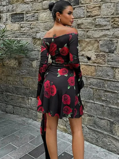 Floral Off-shoulder Strapless Dress - Image 4
