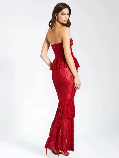 See-through Ruffled Strapless Dresses - Image 5