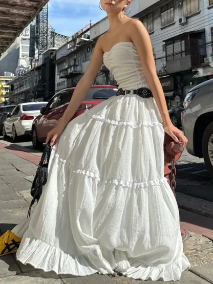 White Maxi Strapless Dress Set - Image 2