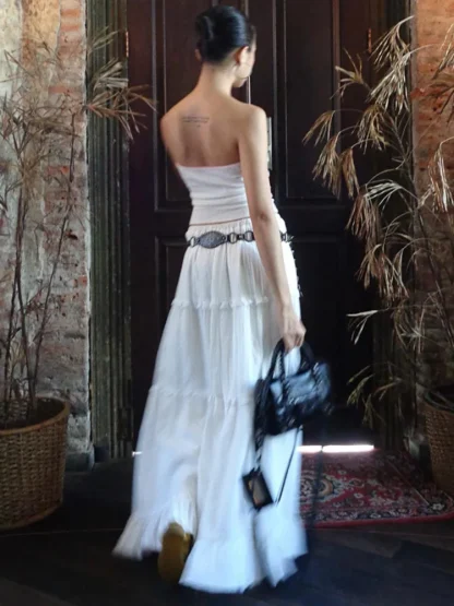 White Maxi Strapless Dress Set - Image 3