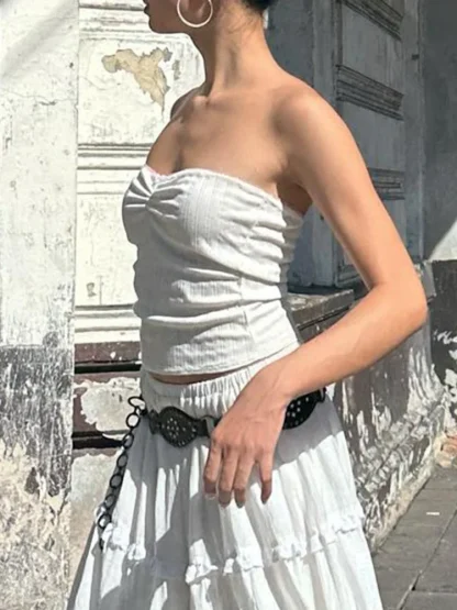 White Maxi Strapless Dress Set - Image 6